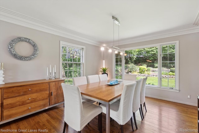 1831 Hampden Rd, Flint, MI 48503 - dining room with ornamental molding and dark wood-style floors
