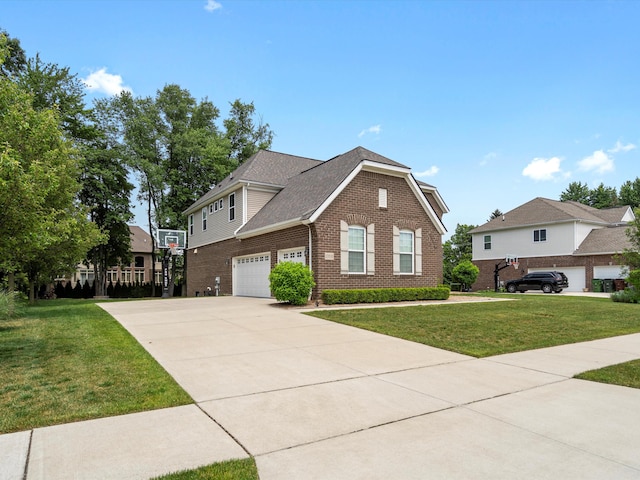 13531 Brampton Ct, Utica, MI 48315 - view of front of home featuring brick siding, a front yard, and concrete driveway