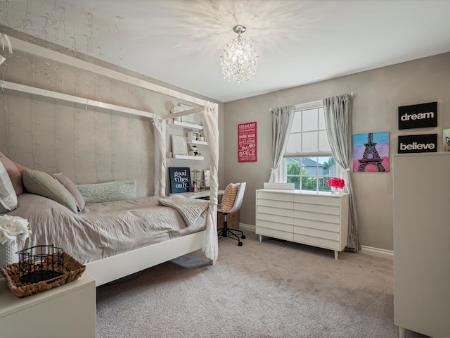 13531 Brampton Ct, Utica, MI 48315 - carpeted bedroom featuring a chandelier and baseboards