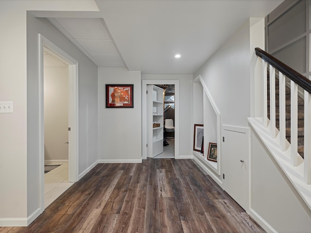 13531 Brampton Ct, Utica, MI 48315 - hall featuring hardwood / wood-style floors, stairs, and recessed lighting