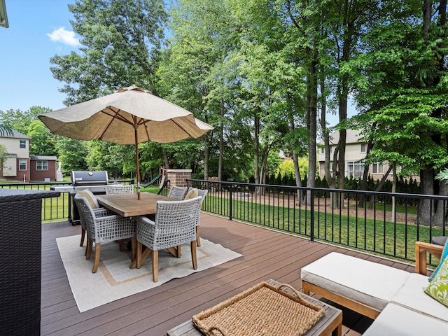 13531 Brampton Ct, Utica, MI 48315 - wooden deck featuring outdoor dining space and grilling area