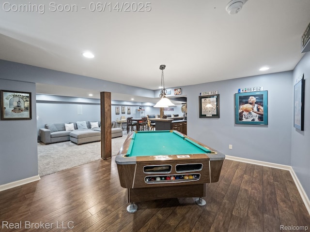 7235 Goldenrod Ct, Brighton, MI 48116 - game room with billiards table, wood finished floors, and bar