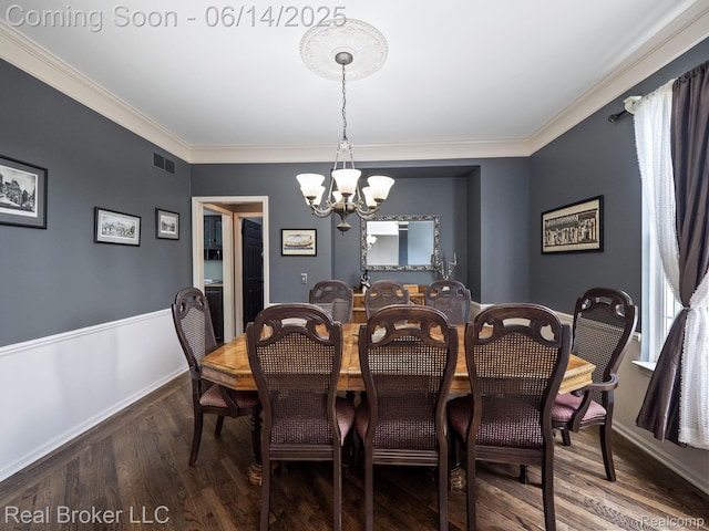7235 Goldenrod Ct, Brighton, MI 48116 - dining room with a chandelier, crown molding, and wood finished floors