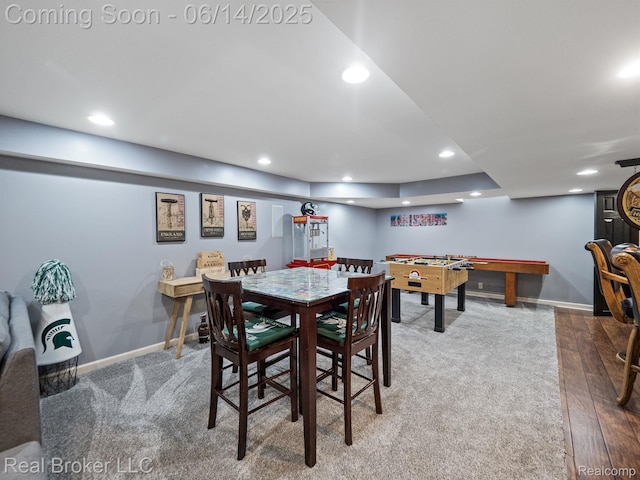 7235 Goldenrod Ct, Brighton, MI 48116 - carpeted dining space with recessed lighting and wood finished floors