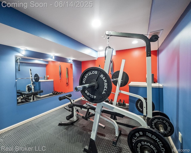 7235 Goldenrod Ct, Brighton, MI 48116 - workout area with baseboards and recessed lighting