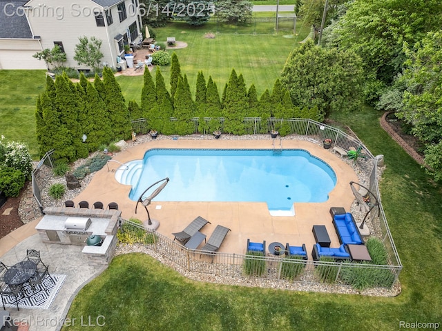 7235 Goldenrod Ct, Brighton, MI 48116 - view of swimming pool with a patio area and area for grilling