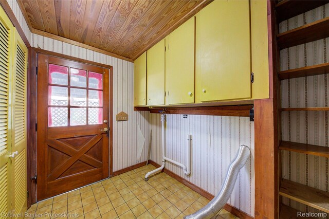 290 Florawood Blvd, Waterford, MI 48327 - doorway with wallpapered walls and wooden ceiling