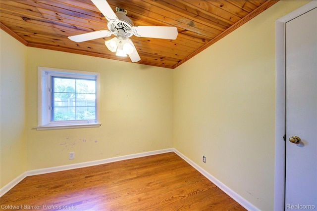 290 Florawood Blvd, Waterford, MI 48327 - unfurnished room with wooden ceiling, ornamental molding, wood finished floors, and a ceiling fan