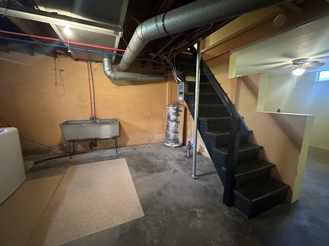 501 W 13th St, Cadillac, MI 49601 - unfinished basement with stairs and water heater