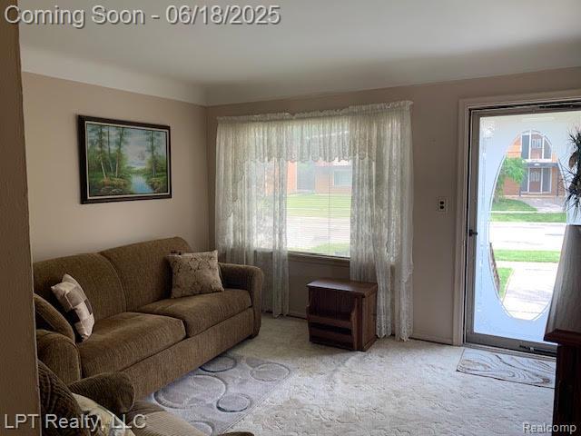 1811 Goddard Rd, Lincoln Park, MI 48146 - living room featuring carpet floors