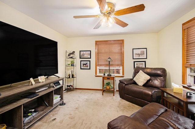 16251 Prest St, Detroit, MI 48235 - living area with ceiling fan and carpet flooring