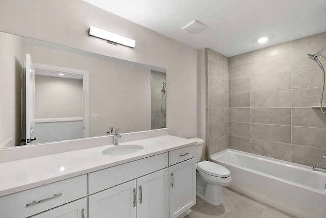 7479 Gramercy Cir W, Bloomfield, MI 48322 - bathroom featuring vanity, tile patterned flooring, shower / bathtub combination, and recessed lighting