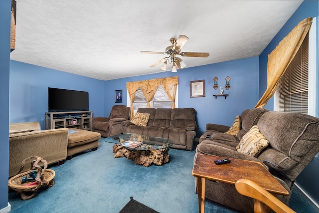 10765 Northland Dr, Big Rapids, MI 49307 - living area with carpet flooring and ceiling fan