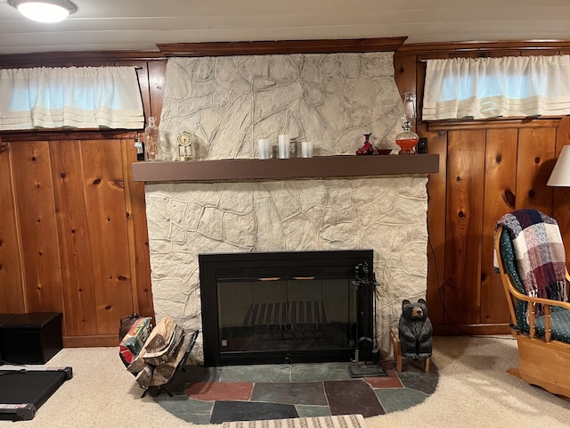 261 W Main St, Hart, MI 49420 - detailed view of a stone fireplace and carpet floors