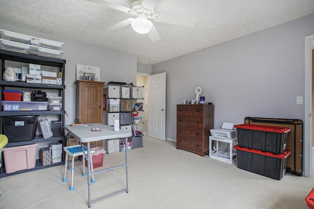 17872 Victors Ln, Marshall, MI 49068 - carpeted office space featuring a textured ceiling and a ceiling fan