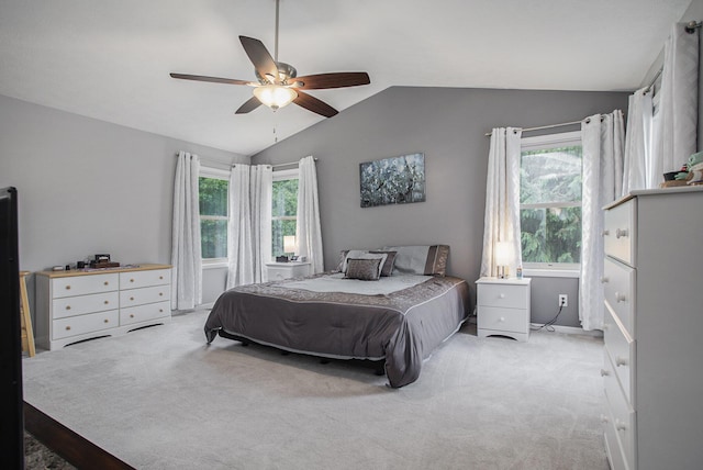 17872 Victors Ln, Marshall, MI 49068 - bedroom with vaulted ceiling, carpet floors, and ceiling fan