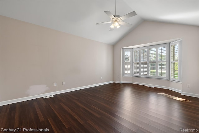 4013 Ardsley Ct, Clarkston, MI 48348 - spare room featuring ceiling fan, vaulted ceiling, and wood finished floors