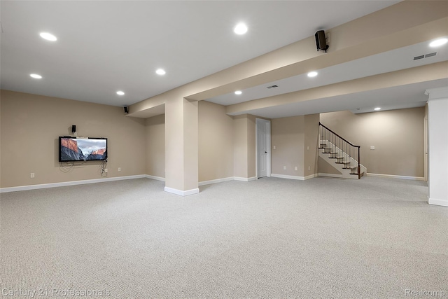 4013 Ardsley Ct, Clarkston, MI 48348 - finished below grade area with stairway, recessed lighting, and carpet floors