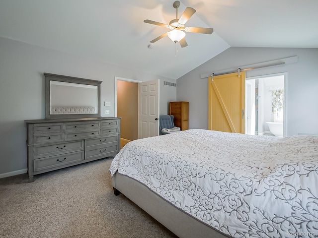 8595 Eastway Dr, White Lake, MI 48386 - bedroom featuring lofted ceiling, carpet, and a ceiling fan