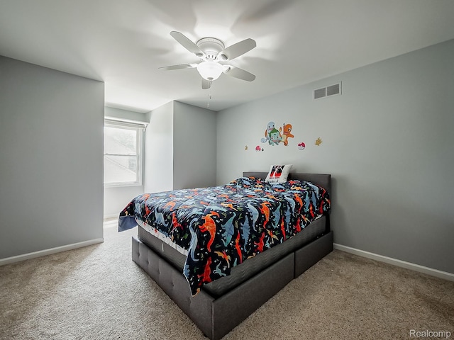 8595 Eastway Dr, White Lake, MI 48386 - bedroom with carpet floors and ceiling fan