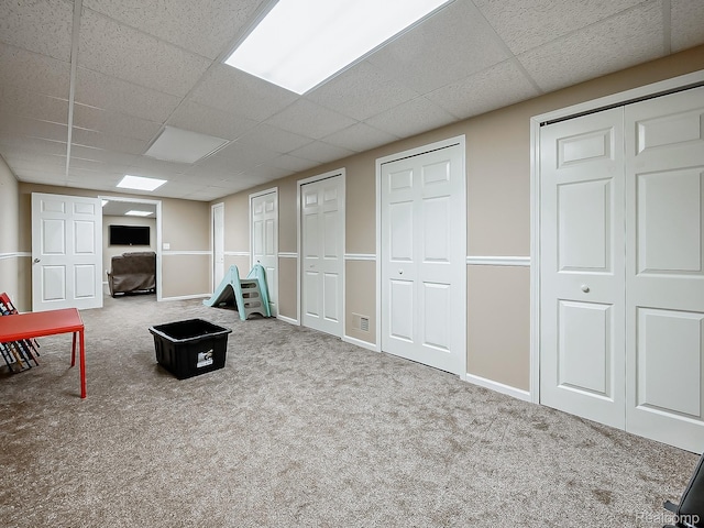 8595 Eastway Dr, White Lake, MI 48386 - playroom with a drop ceiling and carpet