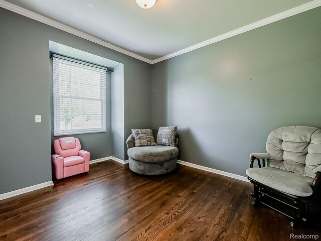 8595 Eastway Dr, White Lake, MI 48386 - sitting room featuring wood finished floors and ornamental molding