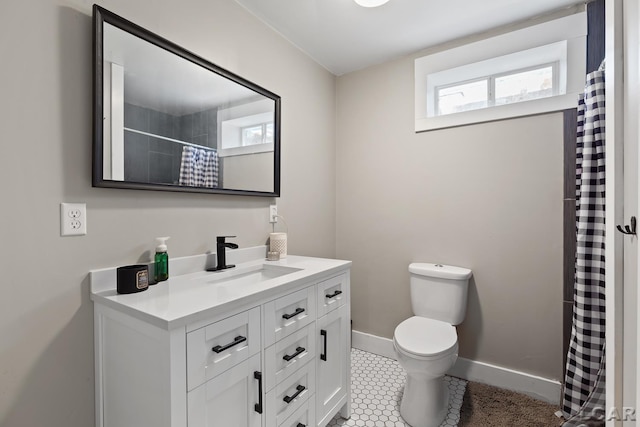 13936 Allen Rd, Clinton, MI 49236 - bathroom featuring vanity, curtained shower, and tile patterned floors