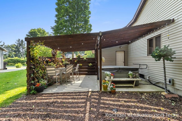 1579 Geddes Ave NW, Grand Rapids, MI 49534 - view of patio / terrace featuring a hot tub and a pergola