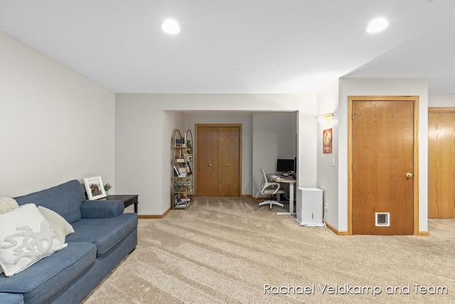 1579 Geddes Ave NW, Grand Rapids, MI 49534 - carpeted living room featuring an office area and recessed lighting