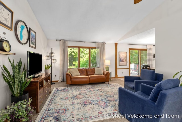1579 Geddes Ave NW, Grand Rapids, MI 49534 - carpeted living room with lofted ceiling