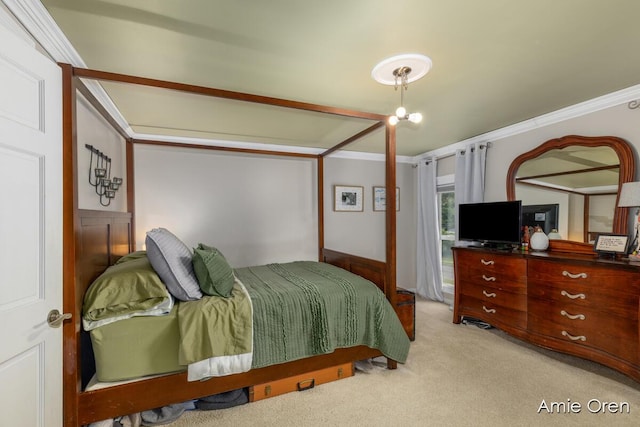 307 N Jefferson St SE, Lowell, MI 49331 - bedroom with light colored carpet and crown molding
