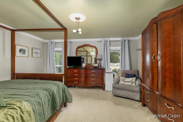 307 N Jefferson St SE, Lowell, MI 49331 - carpeted bedroom with crown molding