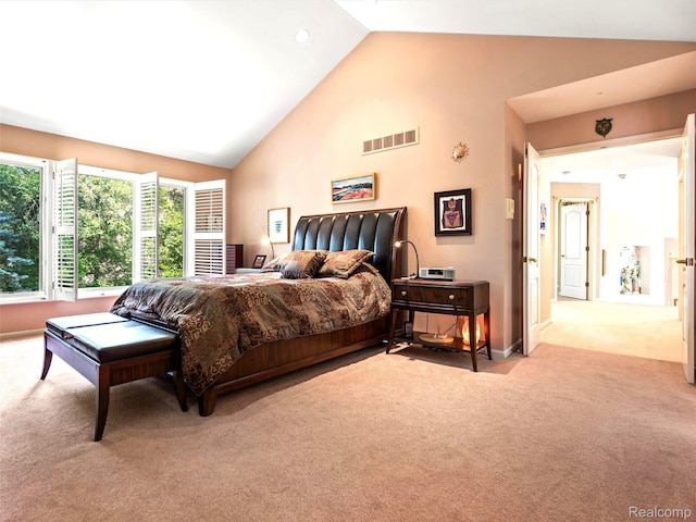 7304 Colchester Ln, West Bloomfield, MI 48322 - bedroom featuring carpet flooring, high vaulted ceiling, and recessed lighting