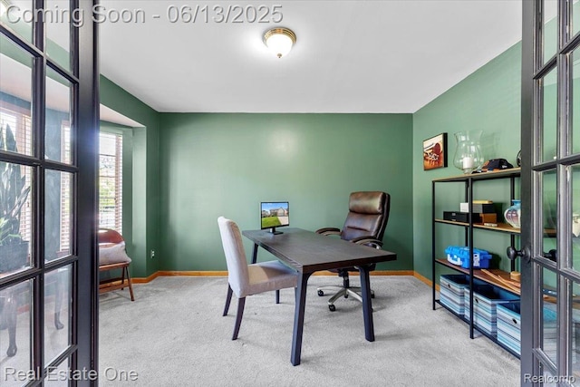 26957 Blue Heron Dr, Flat Rock, MI 48134 - carpeted home office featuring baseboards