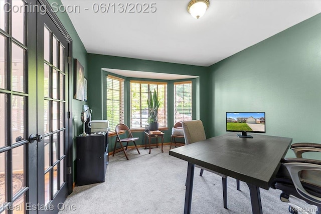 26957 Blue Heron Dr, Flat Rock, MI 48134 - office area with carpet floors and french doors