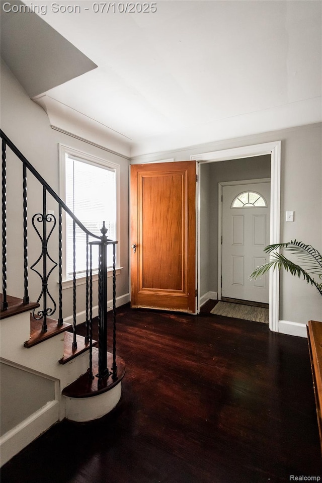 3924 Yorkshire Rd, Detroit, MI 48224 - foyer featuring stairs and dark wood finished floors