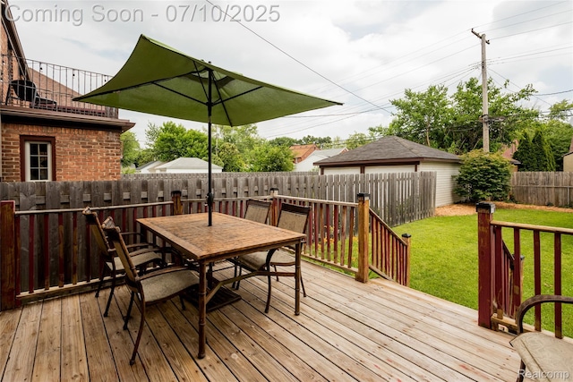 3924 Yorkshire Rd, Detroit, MI 48224 - wooden deck with outdoor dining space and a fenced backyard