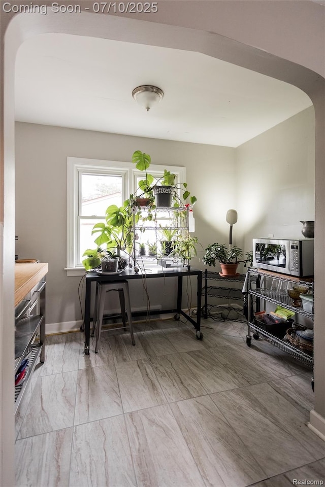 3924 Yorkshire Rd, Detroit, MI 48224 - office featuring arched walkways and light marble finish floors