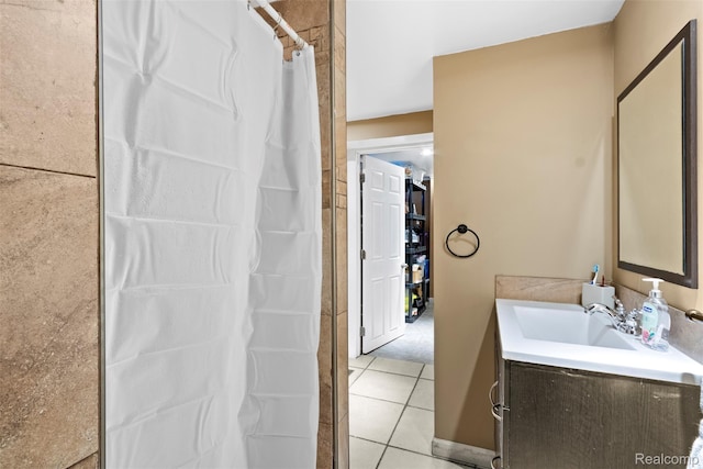 2009 Thomas St, Lincoln Park, MI 48146 - bathroom with vanity, tile patterned flooring, and a shower with shower curtain