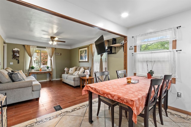 2009 Thomas St, Lincoln Park, MI 48146 - dining room with plenty of natural light, a ceiling fan, and light wood-style flooring