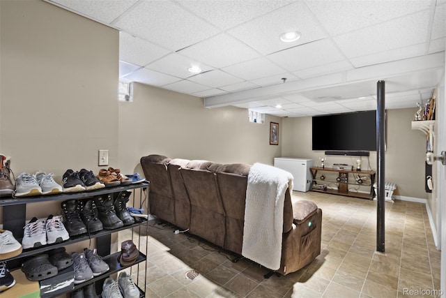 2009 Thomas St, Lincoln Park, MI 48146 - living room featuring a drop ceiling and recessed lighting
