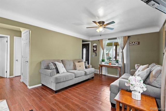 2009 Thomas St, Lincoln Park, MI 48146 - living area with a ceiling fan and wood finished floors