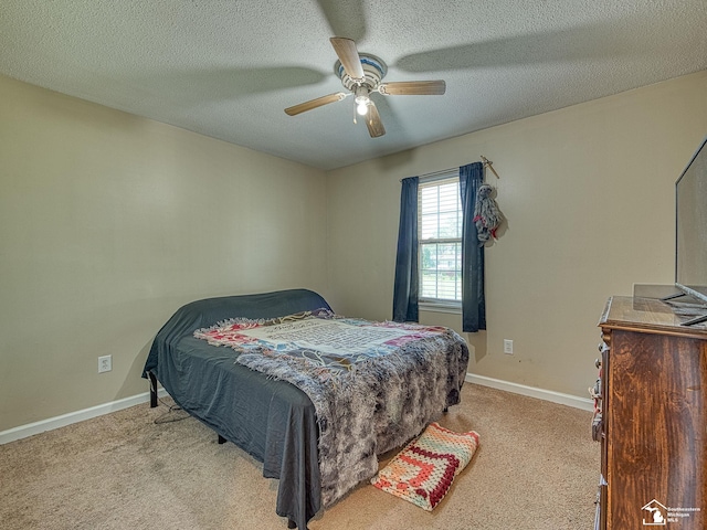 4775 Huron Ave, Newport, MI 48166 - carpeted bedroom with a textured ceiling and a ceiling fan
