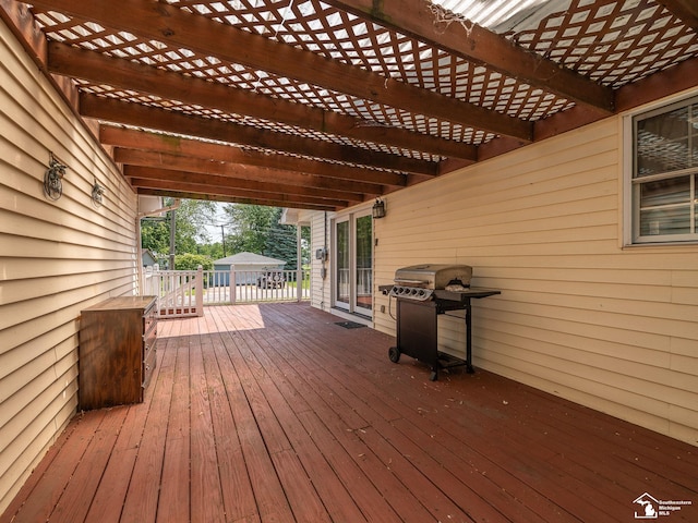 4775 Huron Ave, Newport, MI 48166 - wooden terrace with a pergola and area for grilling