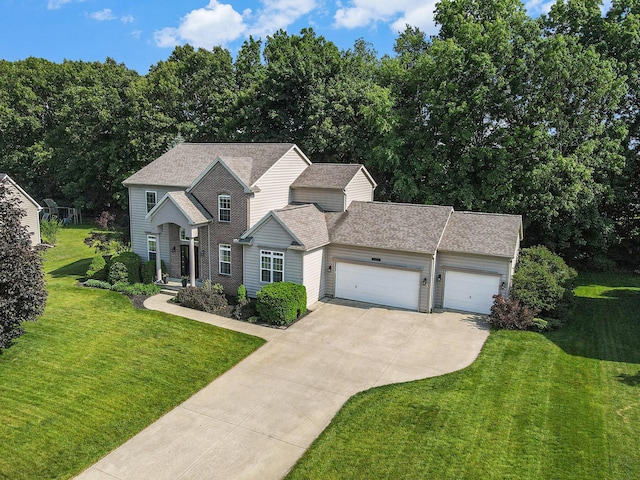 7853 Clydesdale Ave, Kalamazoo, MI 49009 - traditional home with a garage, concrete driveway, a front yard, and a shingled roof