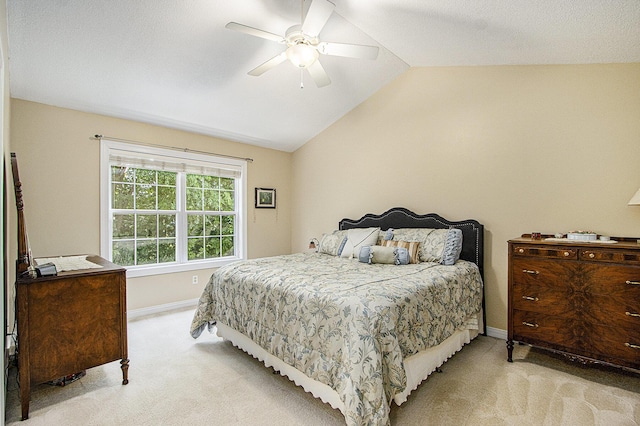 7853 Clydesdale Ave, Kalamazoo, MI 49009 - bedroom with light carpet, lofted ceiling, and ceiling fan