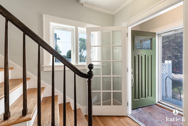 1002 Benjamin Ave SE, Grand Rapids, MI 49506 - entryway featuring crown molding and stairs