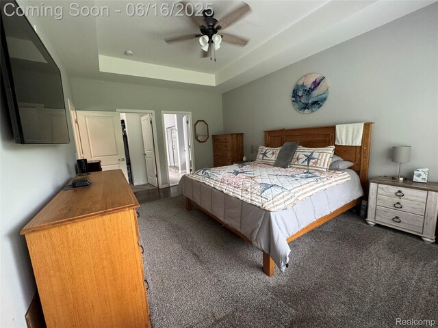 4020 Oak St, Grand Blanc, MI 48439 - bedroom with a tray ceiling and ceiling fan