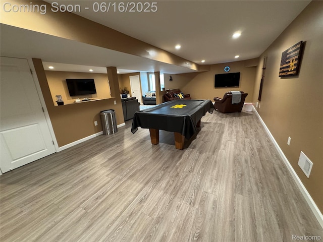 4020 Oak St, Grand Blanc, MI 48439 - playroom featuring wood finished floors, recessed lighting, and billiards table
