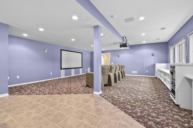6916 Windsong Way, Kalamazoo, MI 49009 - carpeted home theater room with recessed lighting and tile patterned flooring